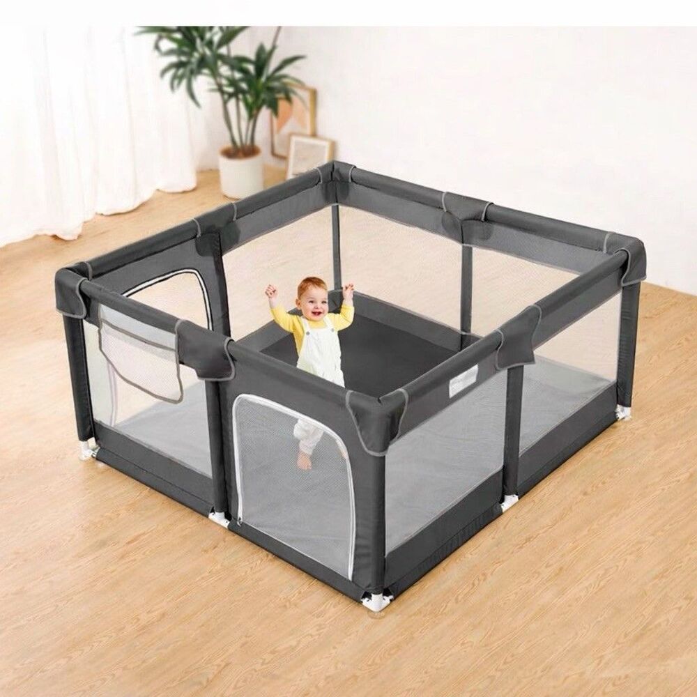 Infant Toddler Safety Indoor Outdoor Play Puppy Pen 50 x 50 X 26 Inch Dark Gray